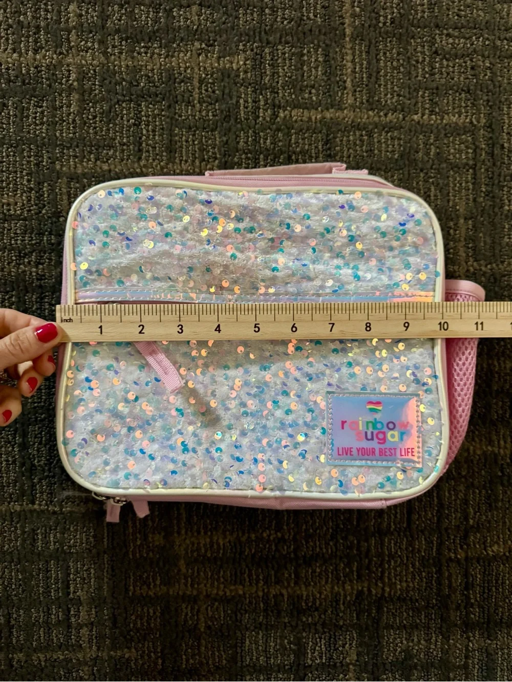 Rainbow Sugar Sequin Iridescent Insulated Lunch Bag School Cooler Pink Girls O/S